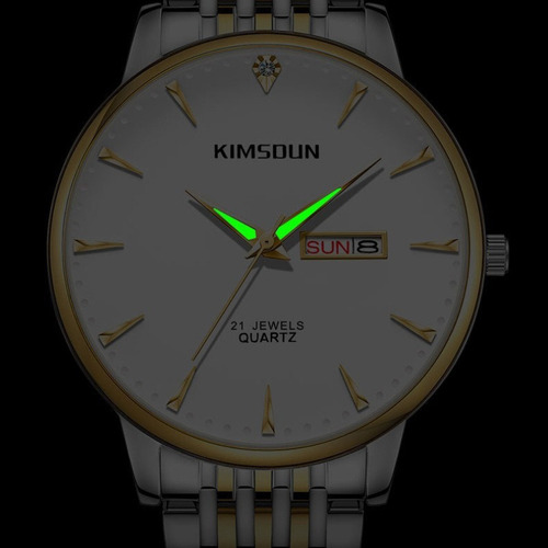 Reloj De Moda Kimsdun Luminous Con Doble Calendario Color Del Fondo Silver/white