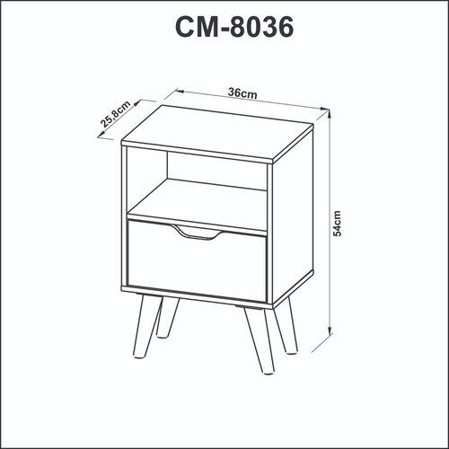Mesa De Noche 1 Puerta Almendra/blanco Cm8036.0003 Color Marrón claro