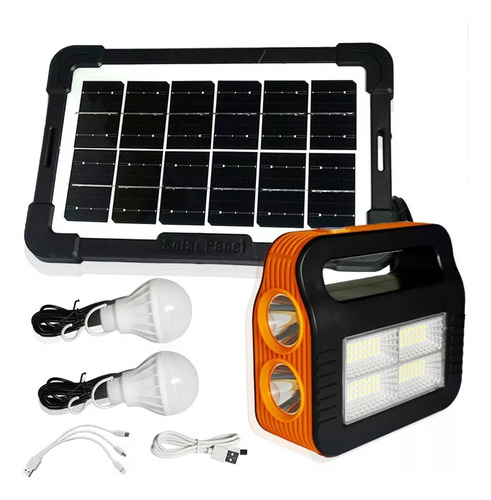 Kit Solar Emergencia Camping Usb + 2 Ampolletas