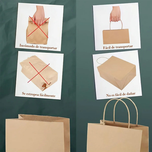 50 Bolsas De Papel Kraft Ecológicas Portátil Decorativas Tia