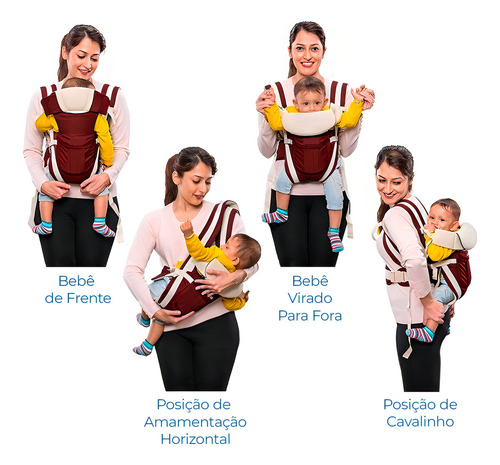 Canguro ergonómico para bebés de 0 a 36 meses, transporte cómodo, color rosa y rojo