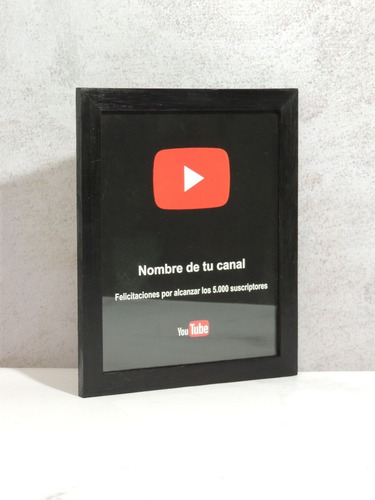 Cuadro Placa Youtube Personalizada Botón Rojo 20x25 Cm