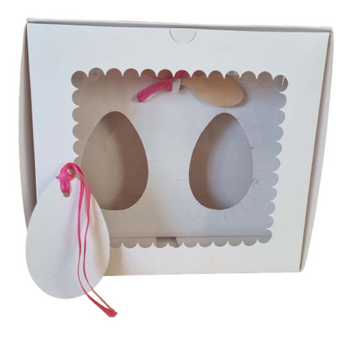 Caja Para Dos Medio Huevo Pascua Con Cuchara - Blanca X 50 U