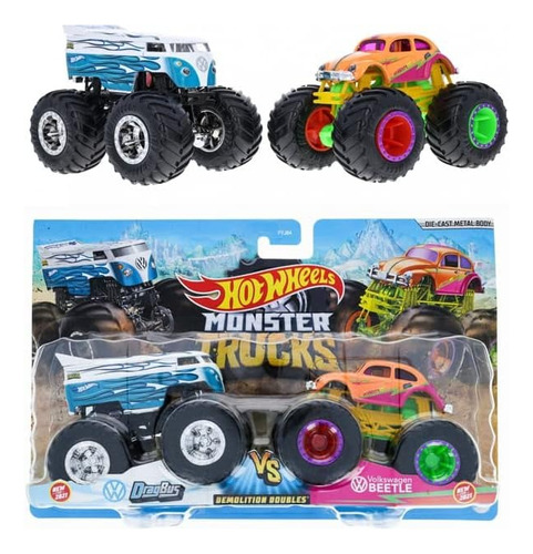  Monster Trucks Doble Dragbus Vs Volkswagen Beetle Mattel