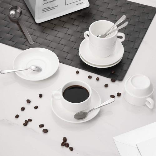 Aozita Tazas Y Platillos De Café Expreso Con Cucharas, Sopor