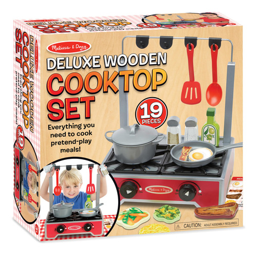 Juego De Cocina De Madera Deluxe 19 Piezas Comida Juguete