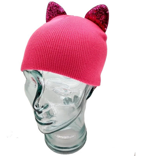 Gorro Tejido Infantil Con Orejitas 9229b Con Glitter