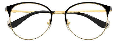 Lentes Oftálmicos Vogue Vo4108 280 Redondo Negro Oro Negro/oro