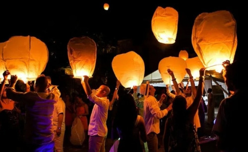 25 Globos De Deseos Aerostáticos De Papel Grandes Apto Playa