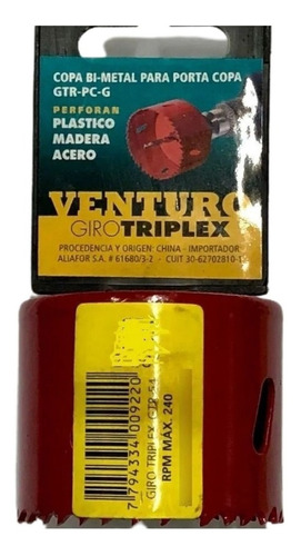 Sierra Copa Bimetal 51mm Giro Triplex Venturo De Aliafor
