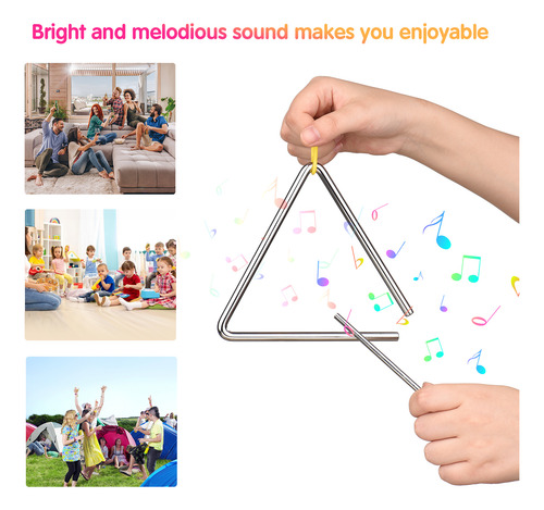 Campana De 6 Triángulos Con Mazo - Instrumento Musical