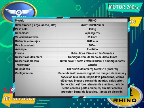 Triciclo Naftero 200cc 4 Pasajeros Titan Rhino 0km