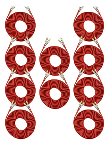 Kit 10 Cabos RCA Blindados Tech One de 5m com Conectores a Ouro