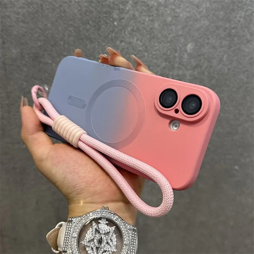 Funda Case Para iPhone Magsafe De Gradiente Uso Rudo + Correas