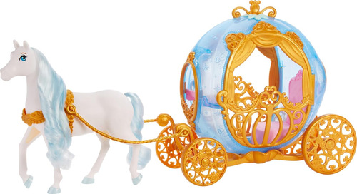 Muñeca Cinderella Con Coche Y Caballo Blanco De Pelo Cepilla