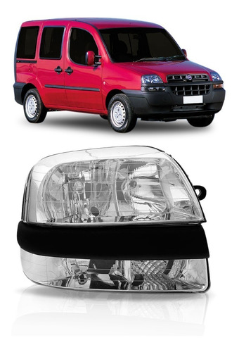 Farol Doblo Elx Adventure 07 08 09 Cromado Com Milha Ld