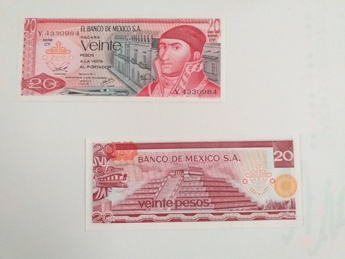 Billetes $20 Pesos Mexicanos. Morelos. Nuevos!