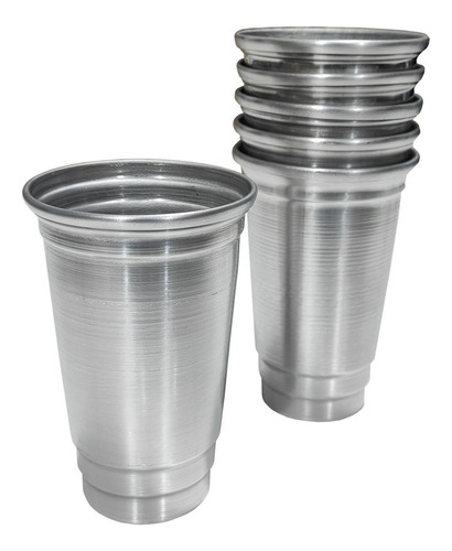 Vasos Aluminio Con Reborde Apilables Vasos De Metal Pack ×6 Color Plateado