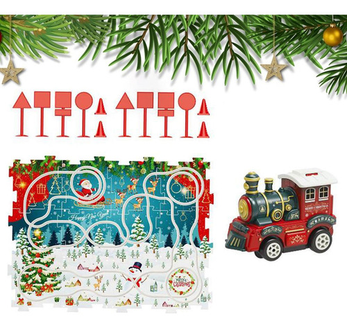 Juego De Rompecabezas De Tren Navideño Con Vías, 25 Piezas