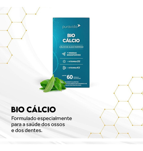 2x Bio Cálcio - Puravida 60 Cápsulas
