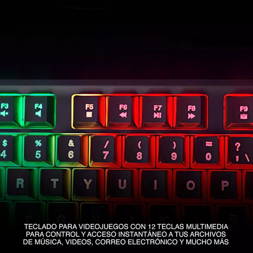 Imagen 2 de 2 de Teclado Gamer Super Iluminado Led C/cable Xtech Xtk-050s Color Del Teclado Negro