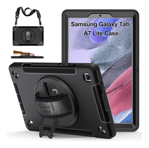 Funda Para Galaxy Tab A7 Lite Protectora Grado Militar Negra