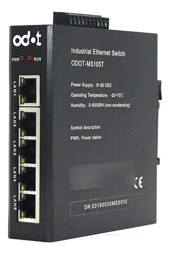 Conmutador Ethernet Grado Industrial 5 Puerto Red 100 M Riel