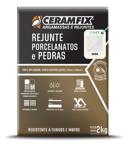 Rejunte Porcelanatos E Pedras Ceramfix 2kg - Duna