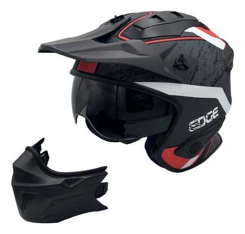 Casco para moto Edge Modular Kombat  rojo mate talla L 