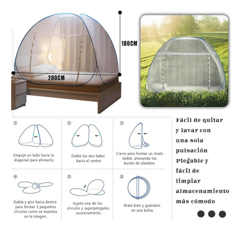Mosquitero Plegable Pabellon 2 Puerta Base Malla Portatil Gr