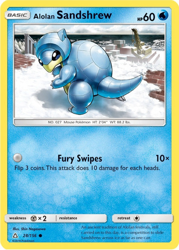 Cartas Alolan Sandshrew 28/156 Reverse S&m Ultra Prism Upr