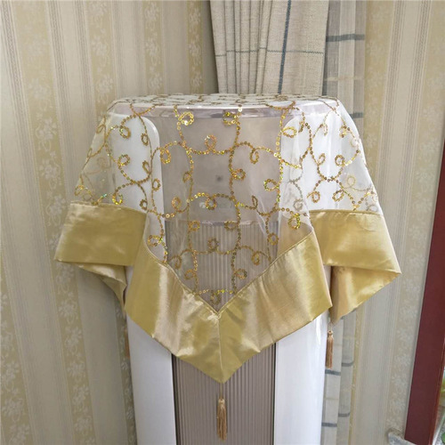 Mantel Cuadrado Dorado Brillante De Encaje Para Cocina, Té Y