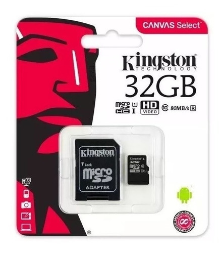 Memoria Micro Sd Hc Hd 32gb Kingston Canvas Select Clase 10