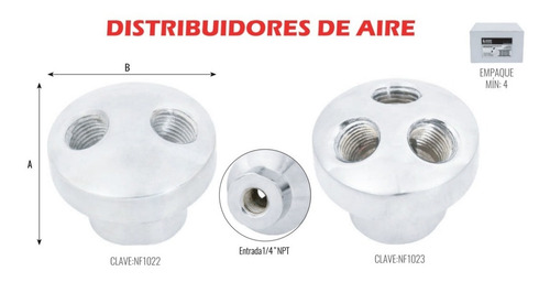 4 Distribuidor De Aire 1/4 Npt Alum 2 Salidas