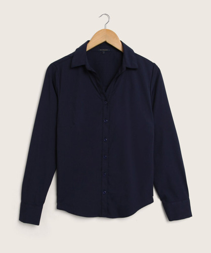 Camisa Mujer Patprimo M/l Azul Oscuro Algodón 30010487-51896