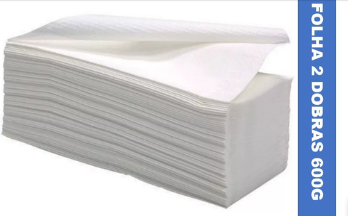 Papel Toalha Branco Interfolhas  2 Dobras 20x22 - 600 Folhas