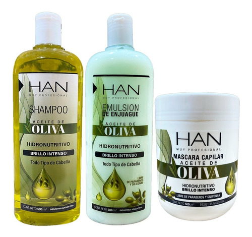 Han Shampoo + Acondicionador + Mascara Aceite De Oliva 500ml