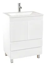 Comprar Mueble para baño Eka Sanitarios Bariloche con mesada de 50cm de ancho, 80cm de alto y 40cm de profundidad con bacha y mueble color blanco con un agujero para grifería