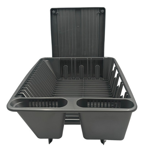 Escurridor De Platos Plástico Apilable Charola Desmontable Gris