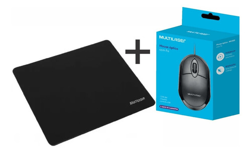 Combo Mouse + Mouse Pad Multilaser Para Note E Computador