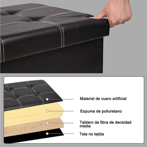Taburete De Almacenamiento Banco Otomano Plegable Con Tapa