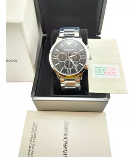 Reloj Emporio Armani Cronometro Acero Inox Plateado Hombre