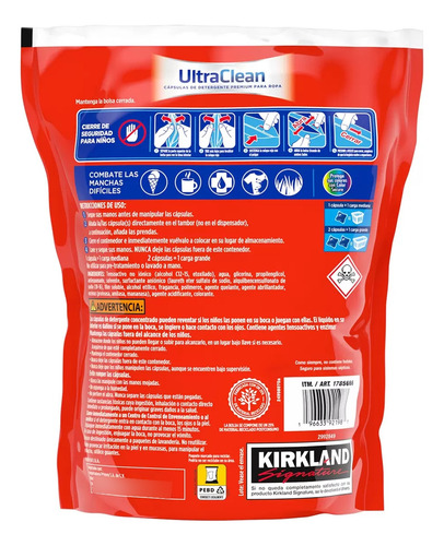 Capsulas Detergente Kirkland Pods 152 Cápsulas Ultraclean