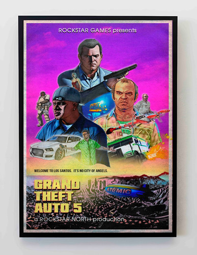 Cuadro 33x48cm Poster Grand Theft Auto 5 Gta 5