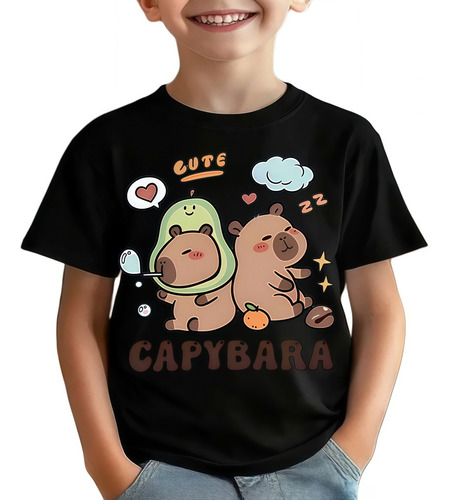 Camiseta Casual Infantil Con Estampado De Capibara