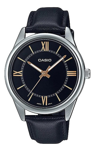 Casio Mtp-v005l-1b5 Reloj Analógico Estándar De Cuero Negro