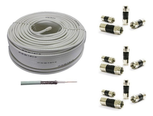 Cable Rg6 Blanco 152 Mts. + 50 Conector Compresion Oferta 