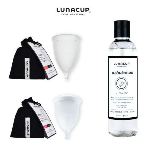 Imagen 1 de 7 de Copa Menstrual Lunacup Duo Pack: 1 Mini + 1 Grande + Regalo