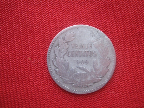 Chile 20 Centavos 1909 Plata 