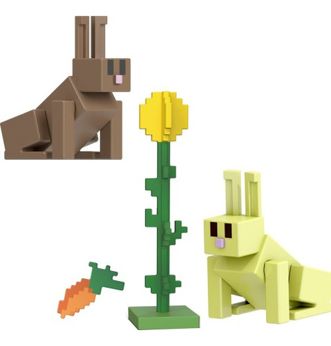 Minecraft Figura De Acció Conejos Incluye Zanahoria&girasol